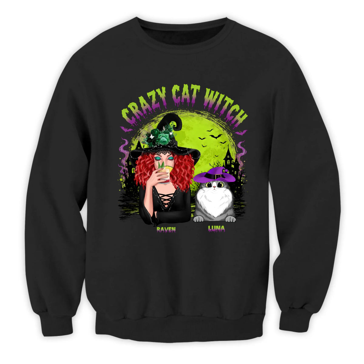 Crazy Cat Witch - Personalized T-Shirt, Halloween Gift For Cat Lovers, Halloween Gift Shirt