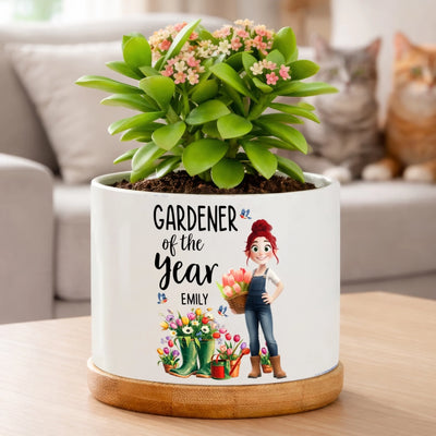 Gardener Of The Year - Personalized Plant Pot, Gardener Lovers Gift, Gift For Her, Grandma, Mom