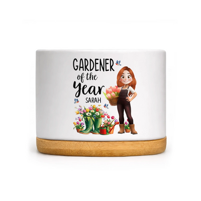 Gardener Of The Year - Personalized Plant Pot, Gardener Lovers Gift, Gift For Her, Grandma, Mom