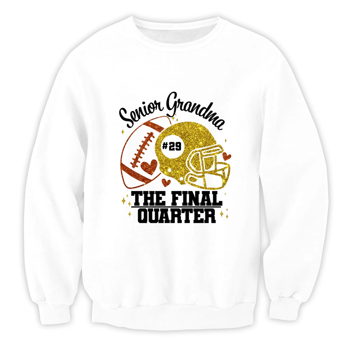 Football Senior Mom - Personalized T-Shirt, Gift for Football Mom/Grandma, Glitter Football Family Shirt
