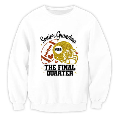 Football Senior Mom - Personalized T-Shirt, Gift for Football Mom/Grandma, Glitter Football Family Shirt