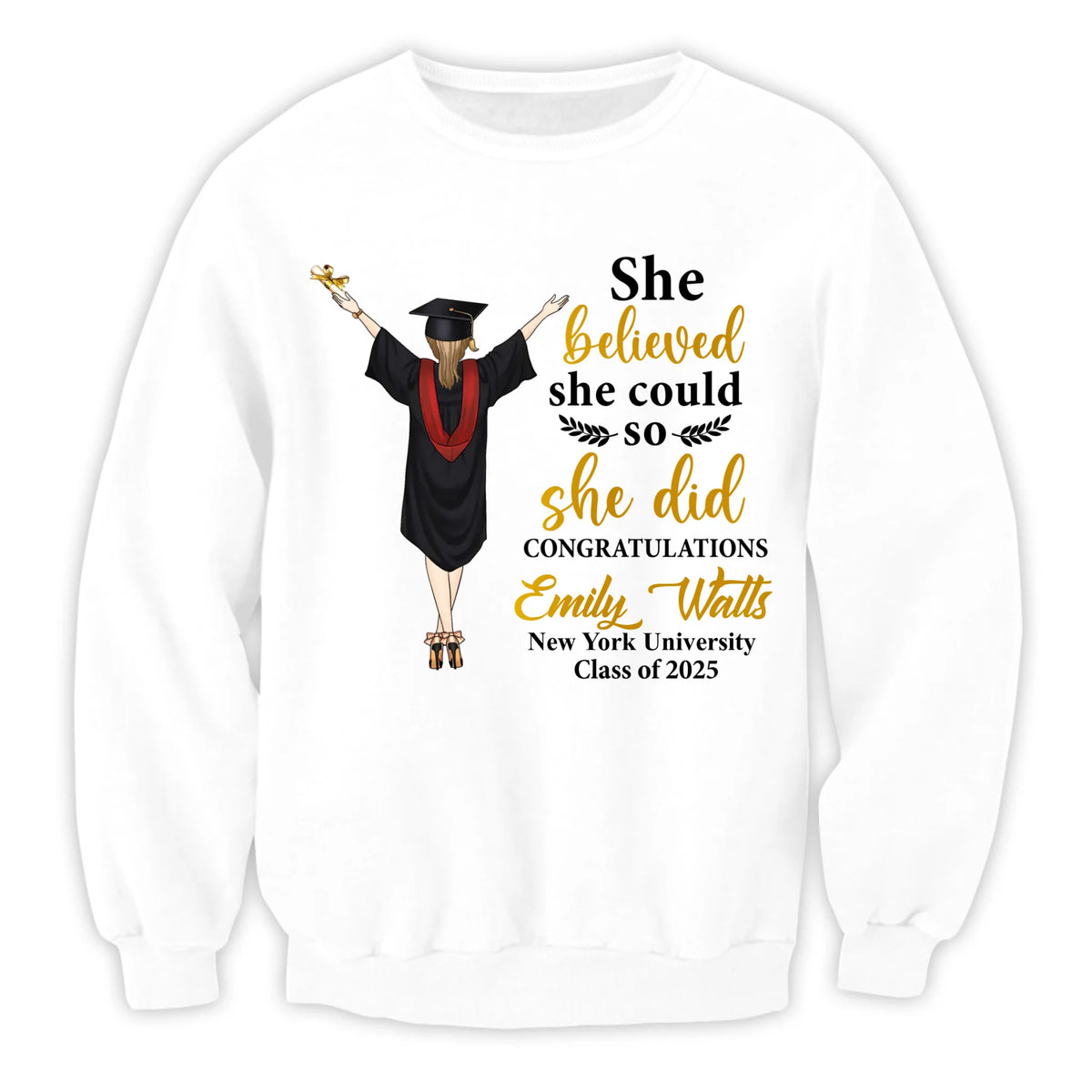 She Did It Graduation - Personalized T-Shirt, Graduation Gift For Family Members, Siblings, Brothers, Sisters