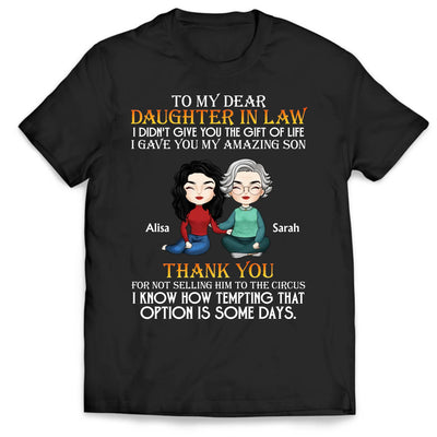 Thank You For Loving My Amazing Son - Personalized T-shirt, Funny Daughter In Law Shirt, Gift For Daughter In Law