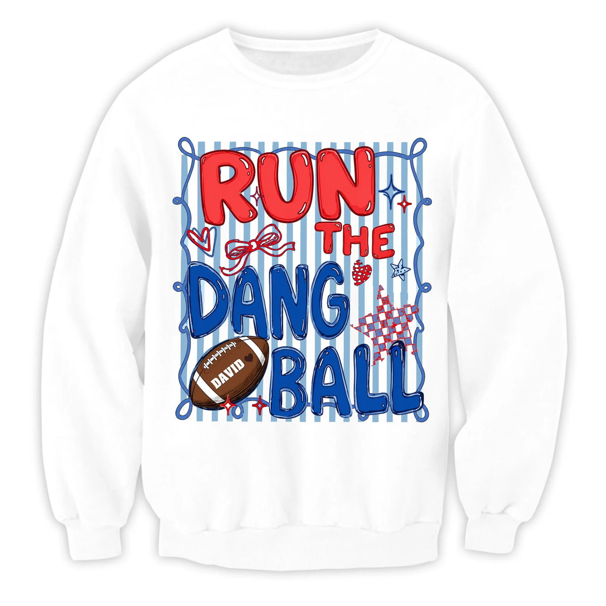 Run The Dang Ball Stripes Football - Personalized T-shirt, Funny Game Day Preppy  Shirt, Game Day Shirt, Gift For Football Mom &amp; Football Season Lovers