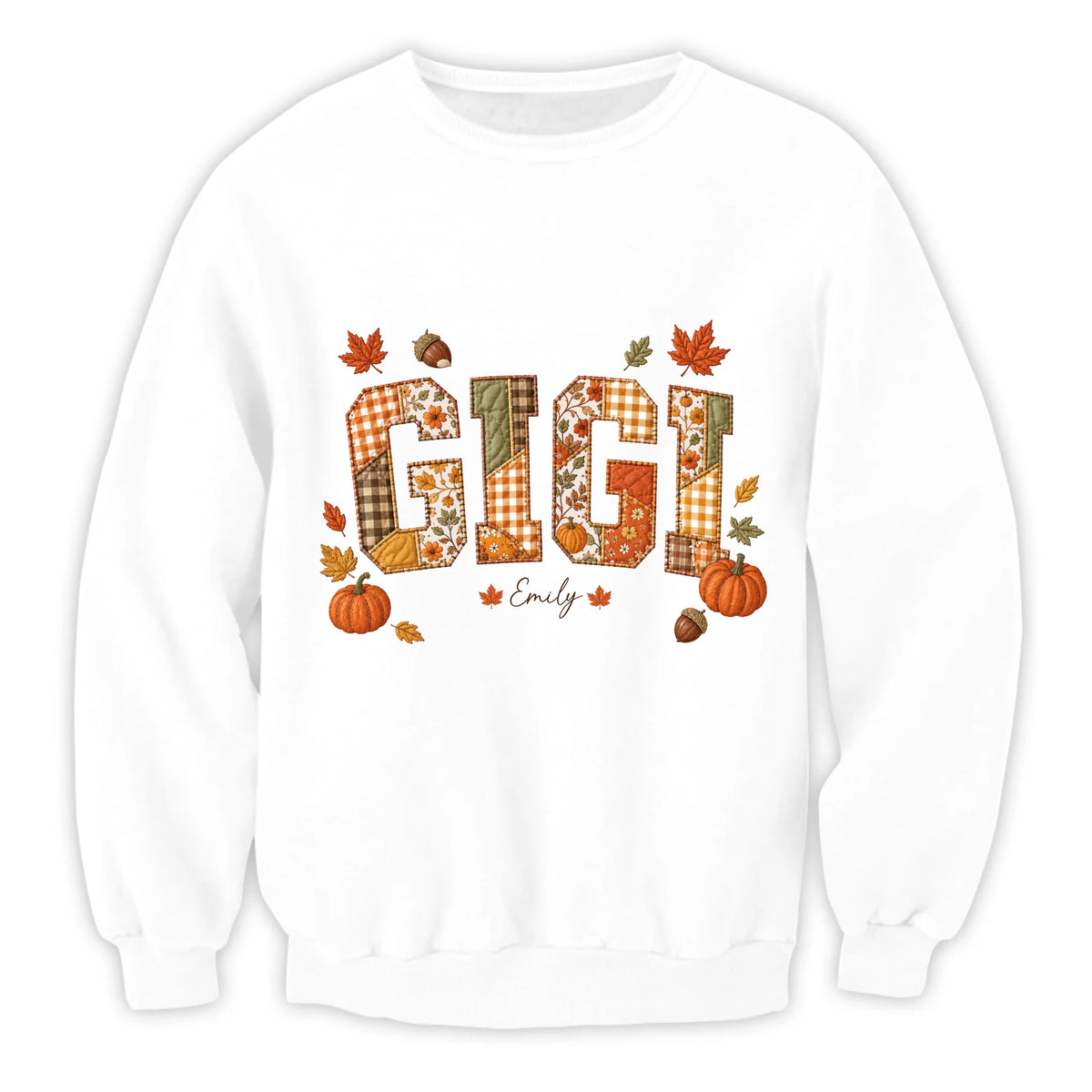 Autumn Days Are Better With My Grandkids – Personalized T-shirt, Custom Grandkids' Names, Faux Patchwork Pumpkin Shirt