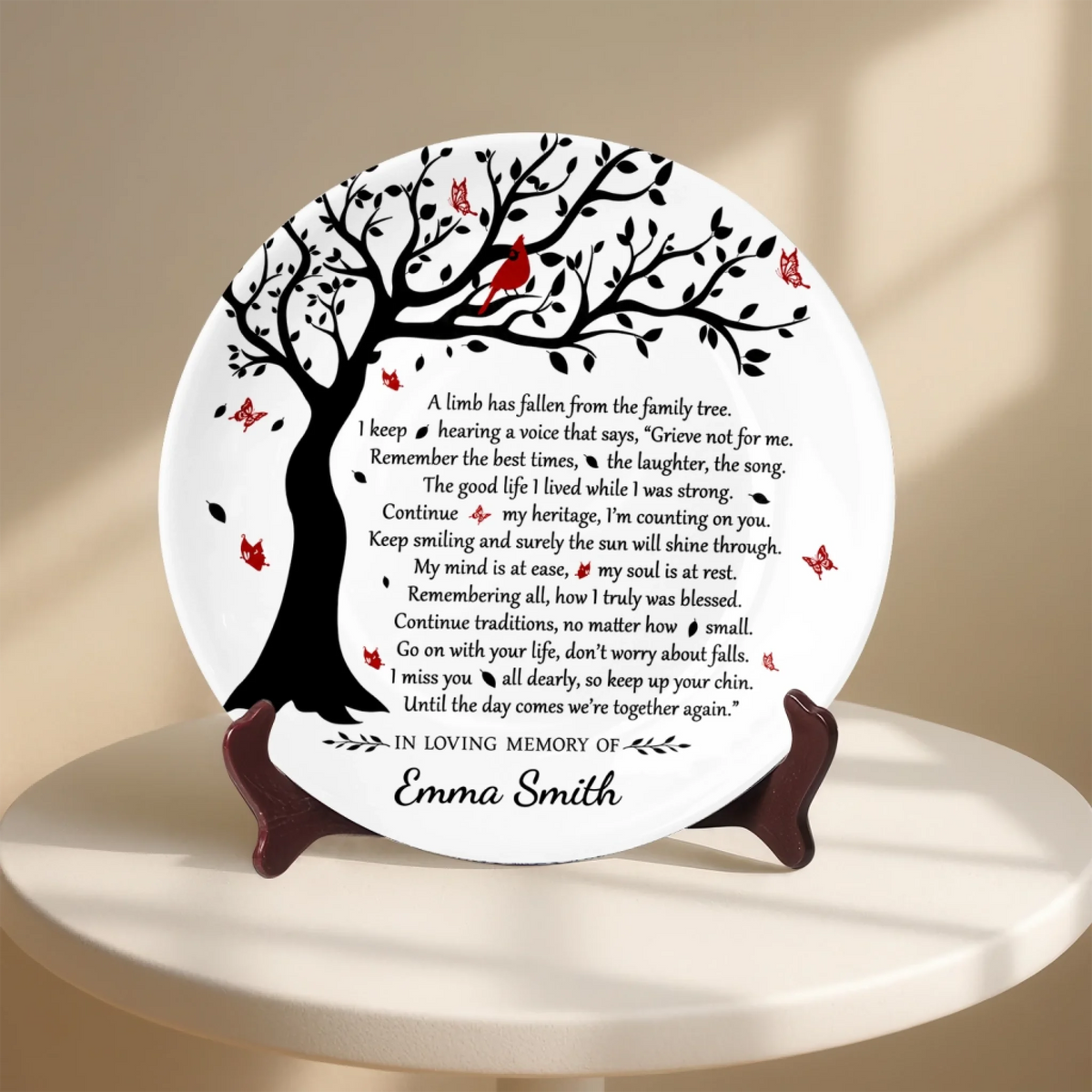 Keep Smiling And Remember The Best Time - Personalized Ceramic Round Plate, Custom Memorial Family Gift, Sympathy Gift