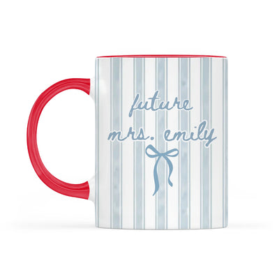 Happy Future Bride - Personalized Mug, Bride to Be Gift, Stripped Custom Coffee Mug, Bridal Shower Gift