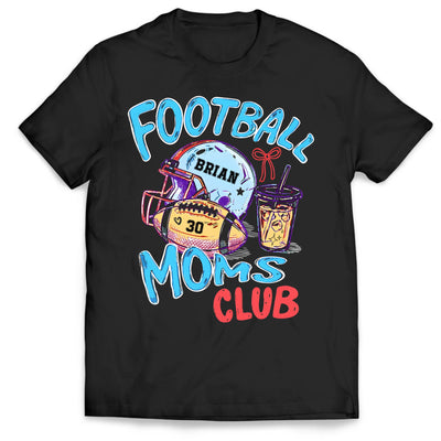 Always With My Beloved Kid - Personalized T-shirt, Custom Number 30 Retro Football Moms Club Graphic Tee