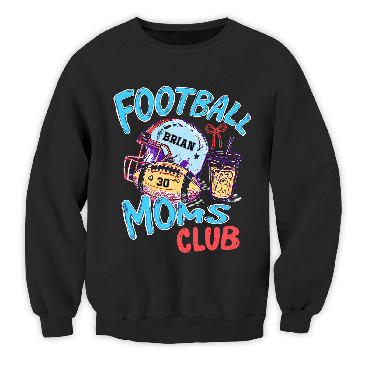 Always With My Beloved Kid - Personalized T-shirt, Custom Number 30 Retro Football Moms Club Graphic Tee