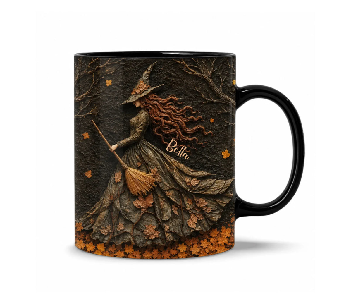 Spooky Witch - Personalized Black Mug, Halloween Gift, Halloween Mug With Custom Name