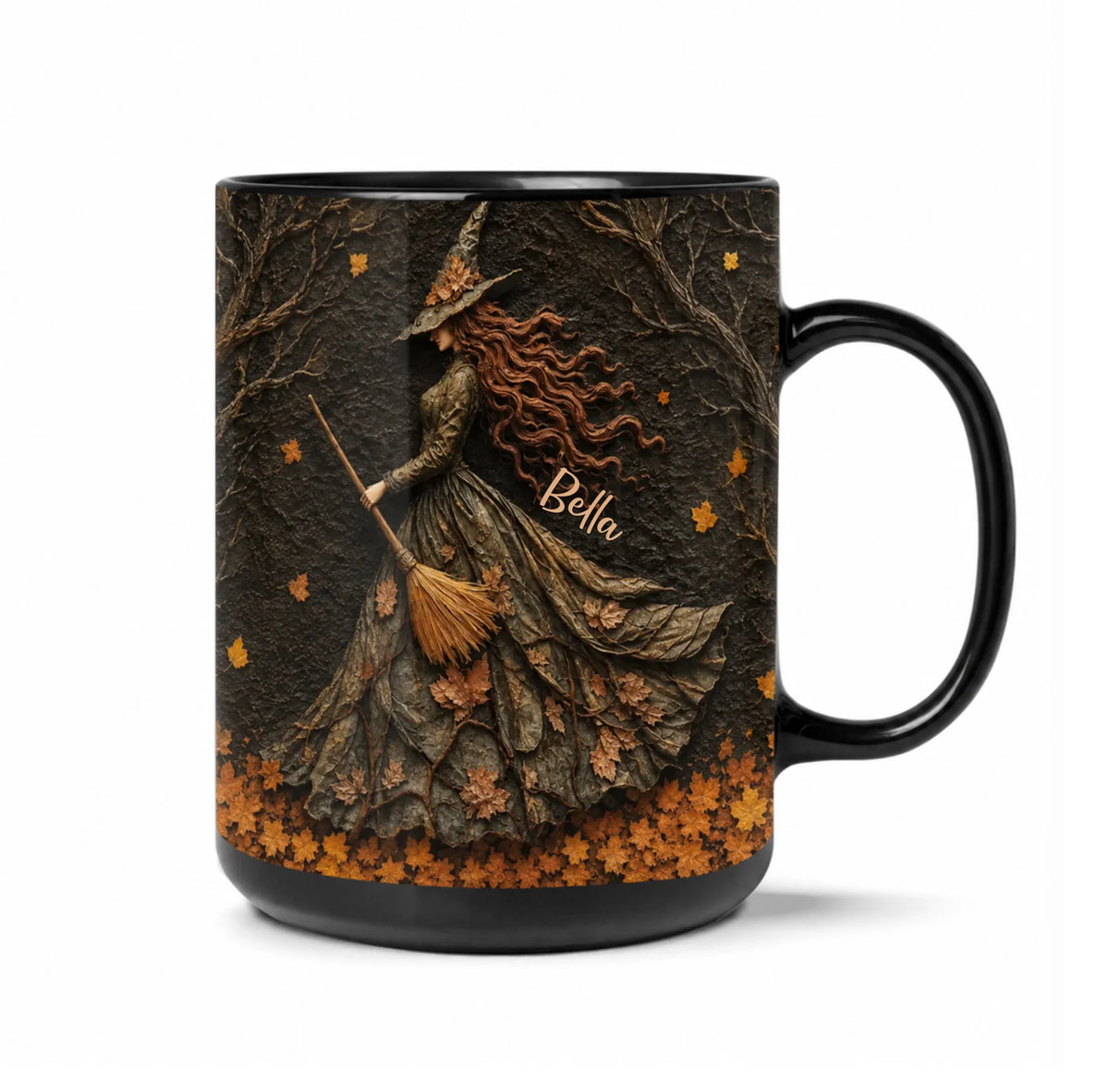 Spooky Witch - Personalized Black Mug, Halloween Gift, Halloween Mug With Custom Name