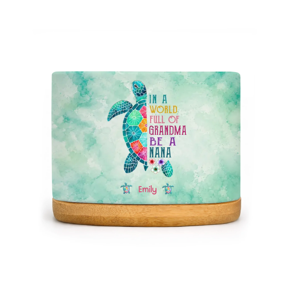 Love Grows Best Between Grandmas, Grandkids - Personalized Plant Pot, Gift For Family, Grandma Sea Turtle With Kids Gift