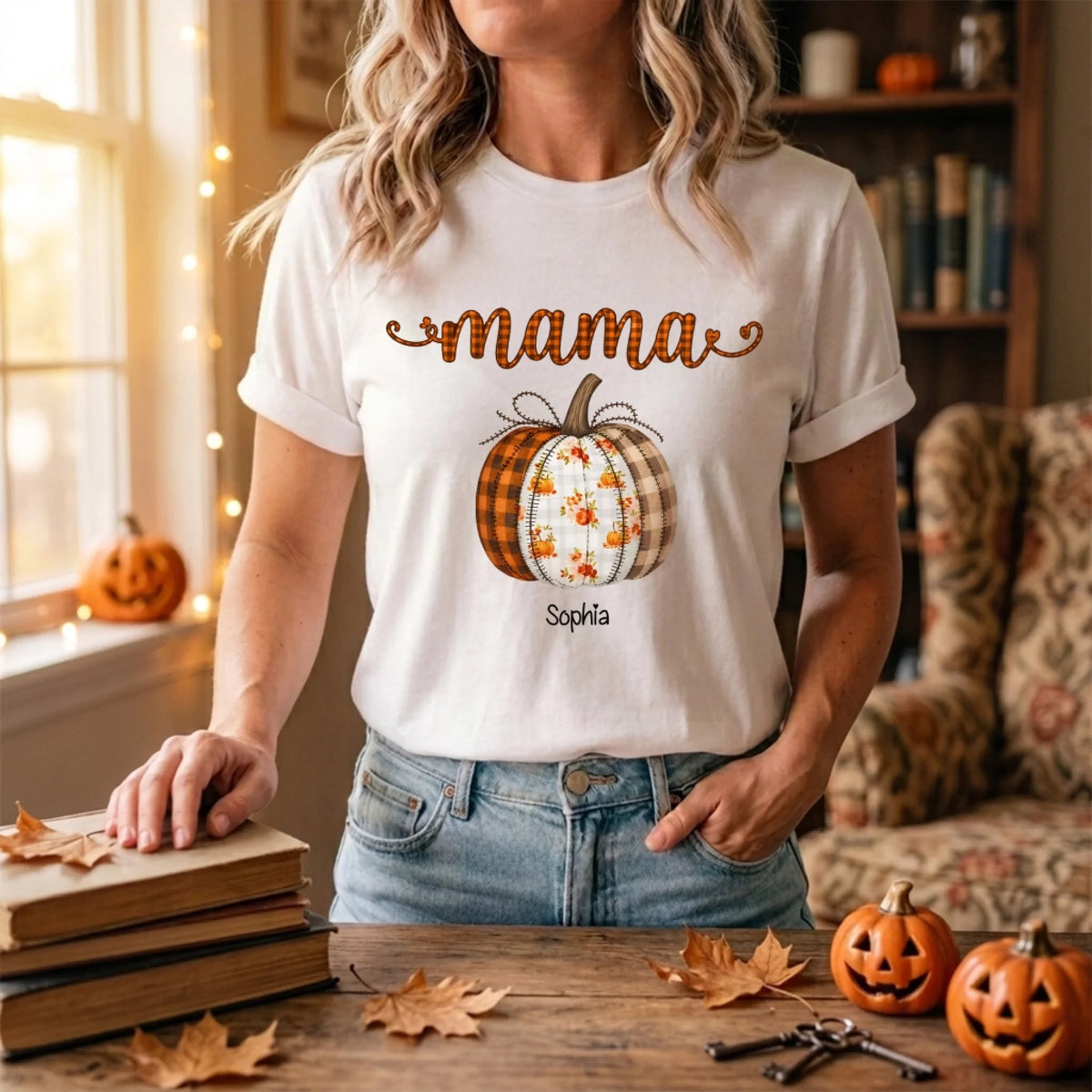 Mama’s Little Pumpkin - Personalized Comfort Colors T-shirt, Custom Name Autumn Shirt, Family Halloween Shirt