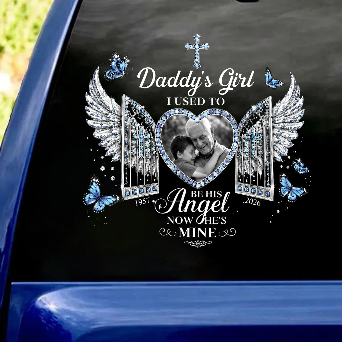 I Used To Be His Angel Now He’s Mine - Personalized Decal, Memorial Gift For Loss Of Loved One