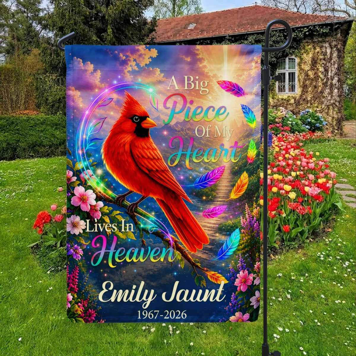 Forever Loved Forever Missed - Personalized Garden Flag, Custom Name And Date Remembrance Flag, Sympathy Gift For Loss Of Loved One