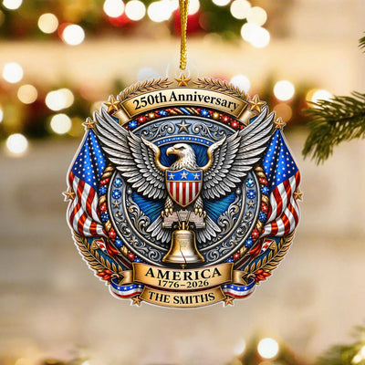 America 250th Anniversary - Personalized Acrylic Ornament, 250 Years USA Anni Ornament, 250 America Home Decor