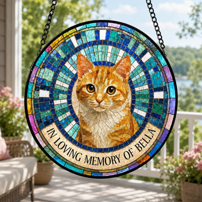 Forever Loved, Never Forgotten - Personalized Window Stained Glass, Custom Dog Remembrance Window Hanging