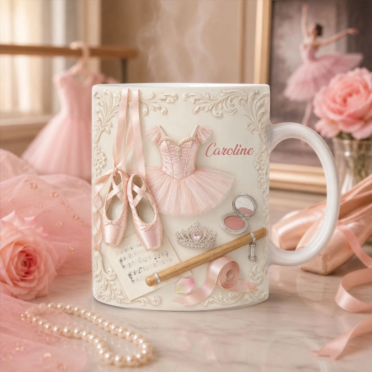 Ballet Dreams- Personalized Ballerina Mug, Elegant Dancer Icons Mug, Gift For Her, Gift for Ballet Dancer Girls