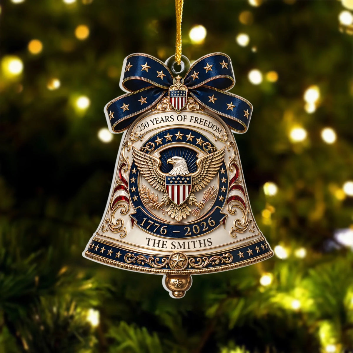 America 250th Years of Freedom- Personalized Acrylic Ornament, Proud Patriotic, 250 Years USA Anni Ornament
