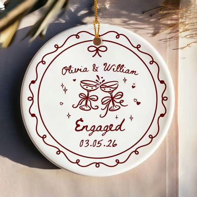 The Day We Became Together - Personalized Ceramic Ornament, Gift For Couple, Engagement Gift For Engaged Couples, Wedding Gift Newlyweds, Bride And Groom