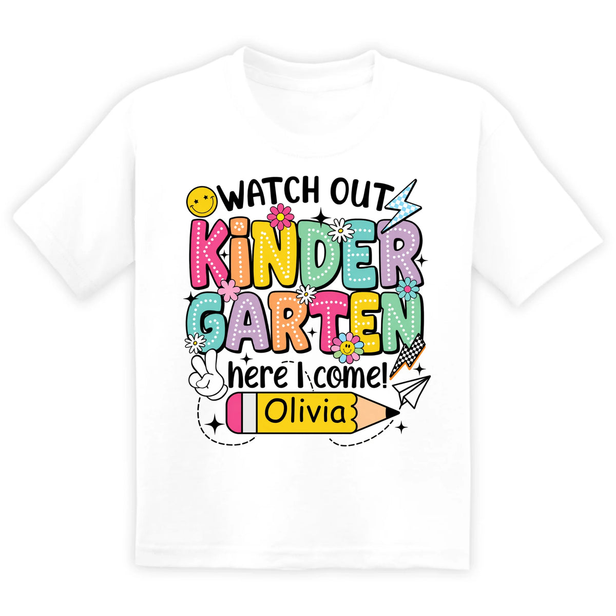 Kindergarten, Get Ready for Me! - Personalized T-Shirt, Custom Name School Shirt, Kindergarten Girl Outfit, Preschool Graduation Gift, Back-to-School Tee