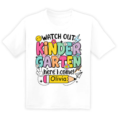 Kindergarten, Get Ready for Me! - Personalized T-Shirt, Custom Name School Shirt, Kindergarten Girl Outfit, Preschool Graduation Gift, Back-to-School Tee