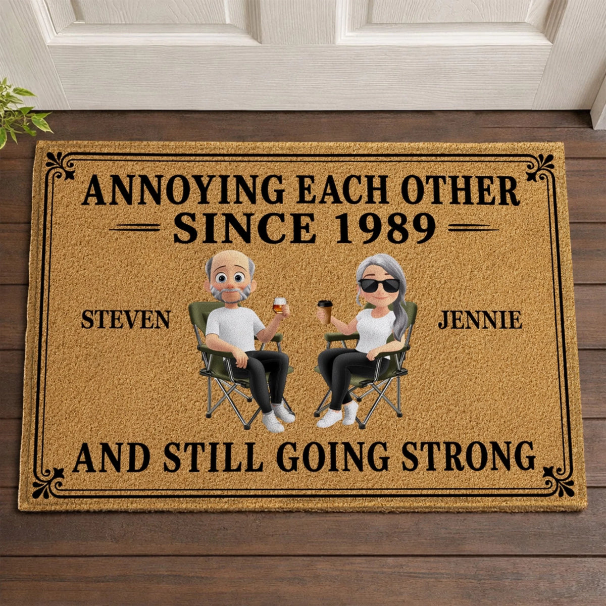 Together, Laughing and Annoying - Personalized Doormat, Custom Couple Anniversary Doormat, Custom Names Funny Couple Welcome Mat