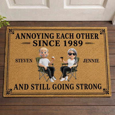 Together, Laughing and Annoying - Personalized Doormat, Custom Couple Anniversary Doormat, Custom Names Funny Couple Welcome Mat