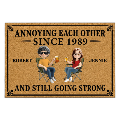 Together, Laughing and Annoying - Personalized Doormat, Custom Couple Anniversary Doormat, Custom Names Funny Couple Welcome Mat