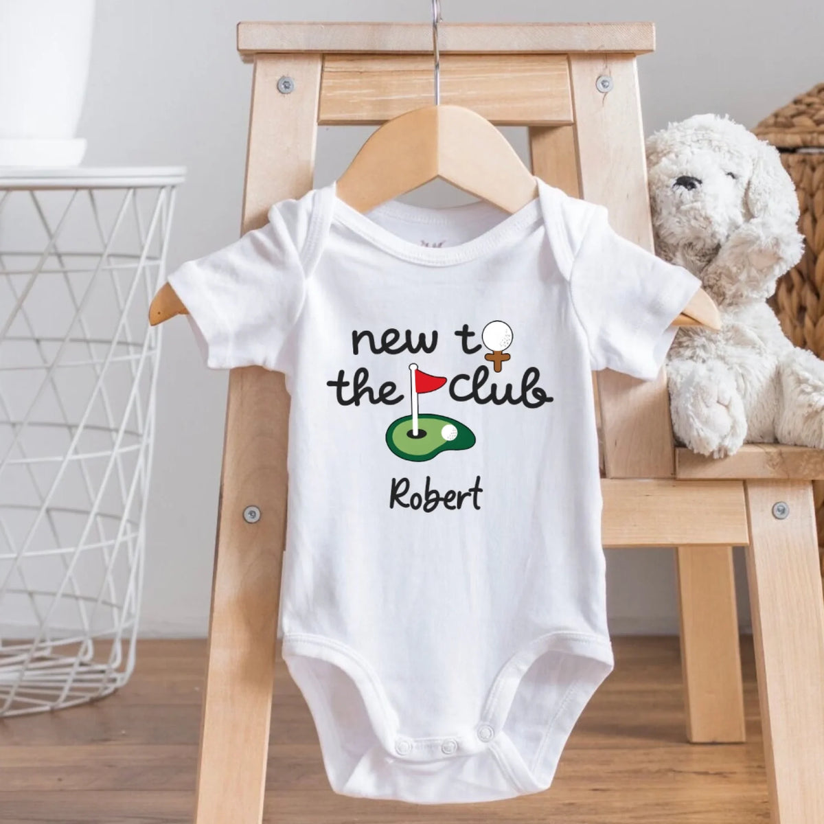New To The Club - Personalized Baby Onesie, Custom Baby Golf Club Outfit, Baby Sports Team Onesie