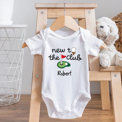 New To The Club - Personalized Baby Onesie, Custom Baby Golf Club Outfit, Baby Sports Team Onesie