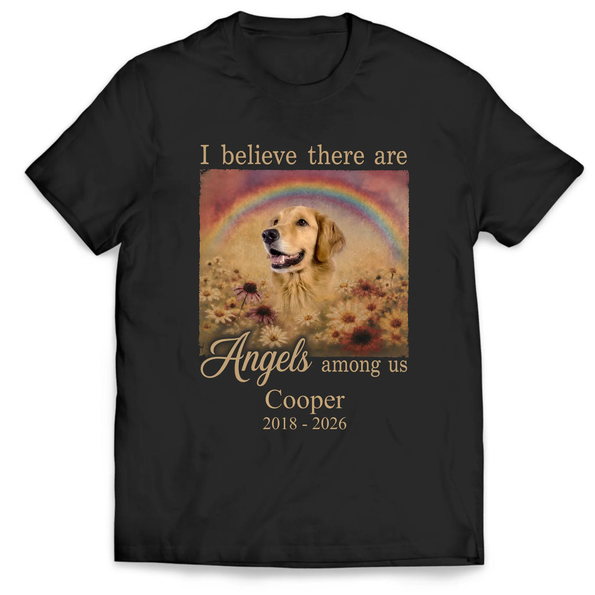 I Believe There Are Angels Among Us - Personlized T-Shirt, Memorial Gift For Loss Of Pet With Custom Photo