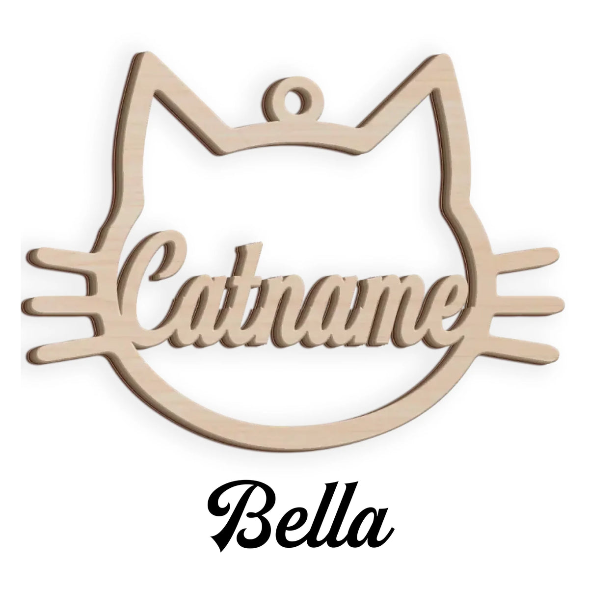 Personalized Cat Face Wood Ornament, Wooden Christmas Ornament