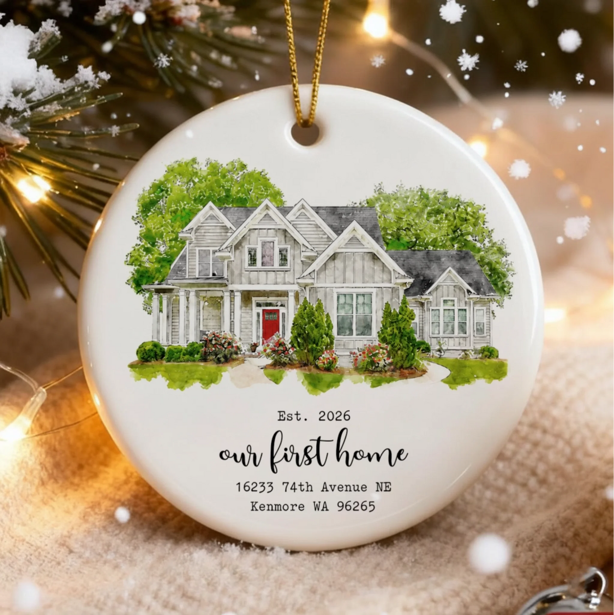 Our First Home - Personalized Ornament, Custom Christmas Home Ornament, New Home Gift for Couple, Housewarming Keepsake