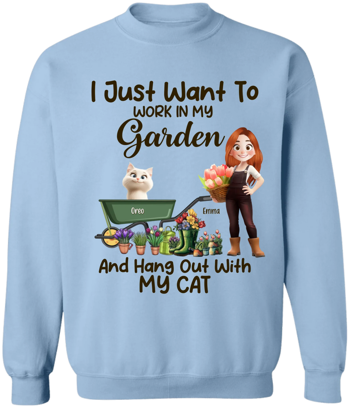 I Just Want To Work In My Garden And Hang Out With My Cats - Personalized T-Shirt, Gift For Garden Lovers, Cat Lovers