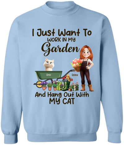 I Just Want To Work In My Garden And Hang Out With My Cats - Personalized T-Shirt, Gift For Garden Lovers, Cat Lovers