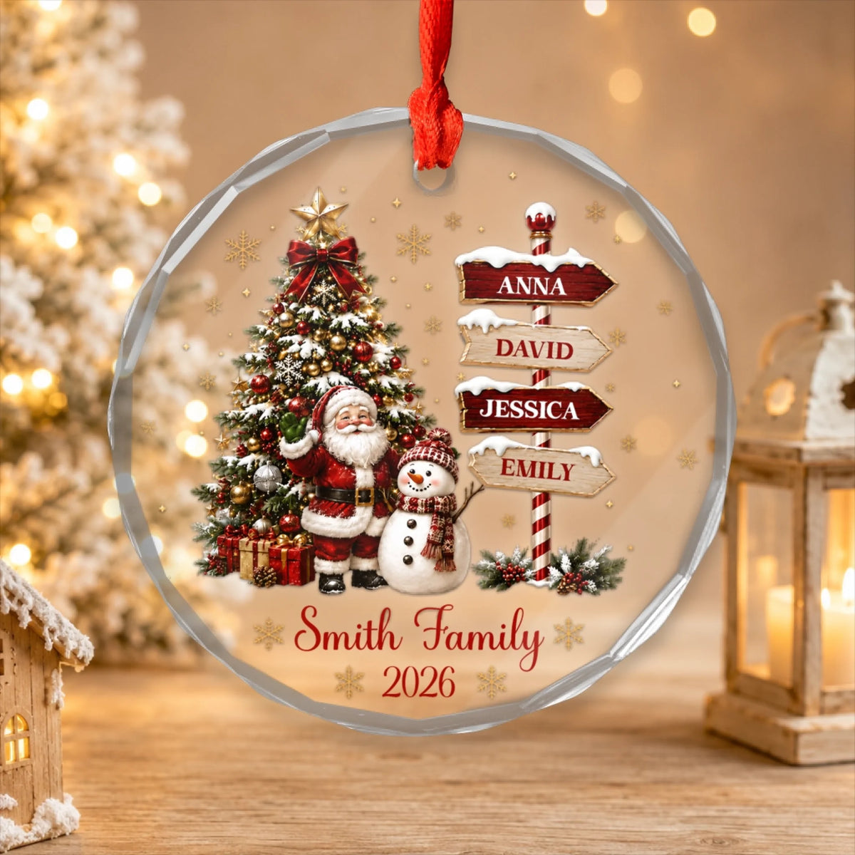 Family Is The Greatest Gift - Personalized Glass Christmas Ornament 2026, Custom Name Glass Ornament, Glass Christmas Tree Ornament, Family Keepsake Gift