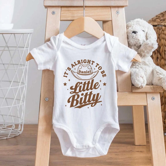 It's Alright To Be Little Bitty - Personalized Baby Onesie, Western Toddler Shirt, Retro Cute Country T-Shirt, Cute Baby Shower Gift, Funny Baby Announcement