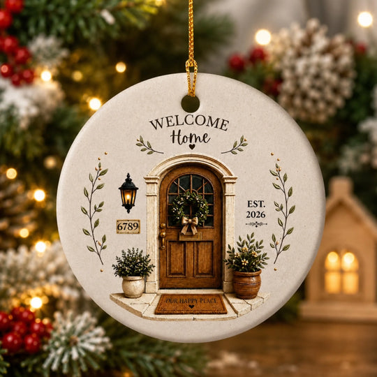 New Home New Beginnings New Memories - Personalized Ceramic Ornament , Housewarming Ornament, New Home Gift, Realtor Closing Gift, First Home Keepsake, Personalized Welcome Home Ornament, New Homeowner Gift