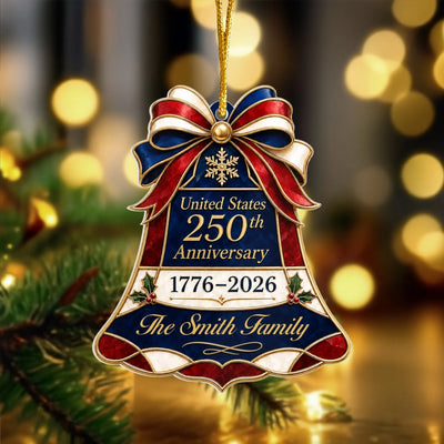 250th Anniversary Bell - Personalized Acrylic Ornament, USA 250th Anniversary Bell Ornament, Custom Patriotic Christmas Tree Decor, American Holiday Gift, Patriotic Christmas Ornaments