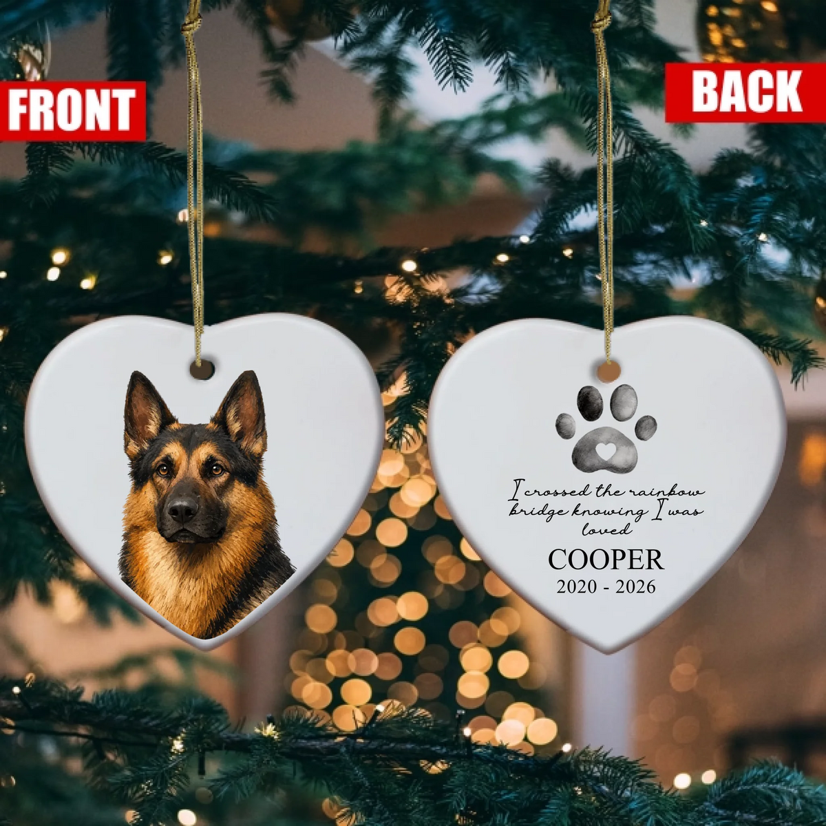 I Crossed The Rainbow Bridge Knowing I Was Loved - Personalized Ornament, Pet Memorial Gift, Custom Pet Keepsake