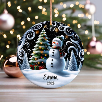 Snowman’s Magical Christmas - Personalized Ornament, Custom Name Christmas Keepsake, Winter Wonderland Decor