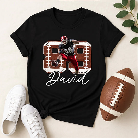 Game Day Is My Favorite Day - Personalized T-Shirt, Custom Football Photo Tee, Player Name and Number Shirt, Football Mom Gift, Team Spirit Apparel