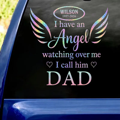 An Angel Watching Over Me - Personalized Decal, Memorial Gift For Loss Of Loved One