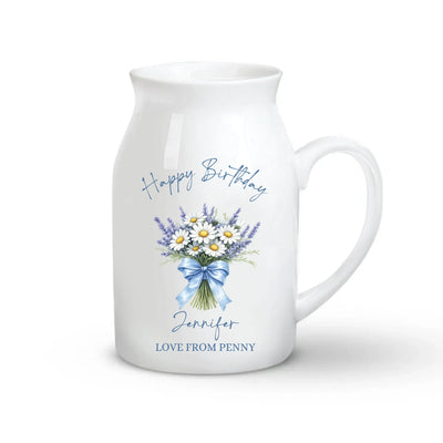 Happy Birthday To Her - Personalized Flower Vase, Gift For Her, Grandma Mom Gift