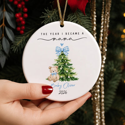 The Year I Became Mom - Personalized Ornament, New Mom Gift, Baby’s First Christmas Keepsake, First-Time Mother Gift