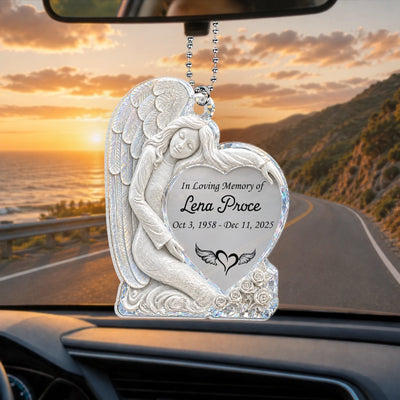 Though You Are Gone, Your Love Remains - Personalized Acrylic Car Hanger, Memorial Gift For Loss Of Loved One