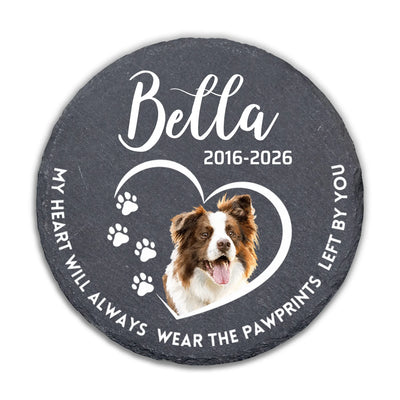 My Heart Will Always Wear The Pawprints Left By You- Personalized Memorial Stone, Memorial Gift For Loss Of Pet