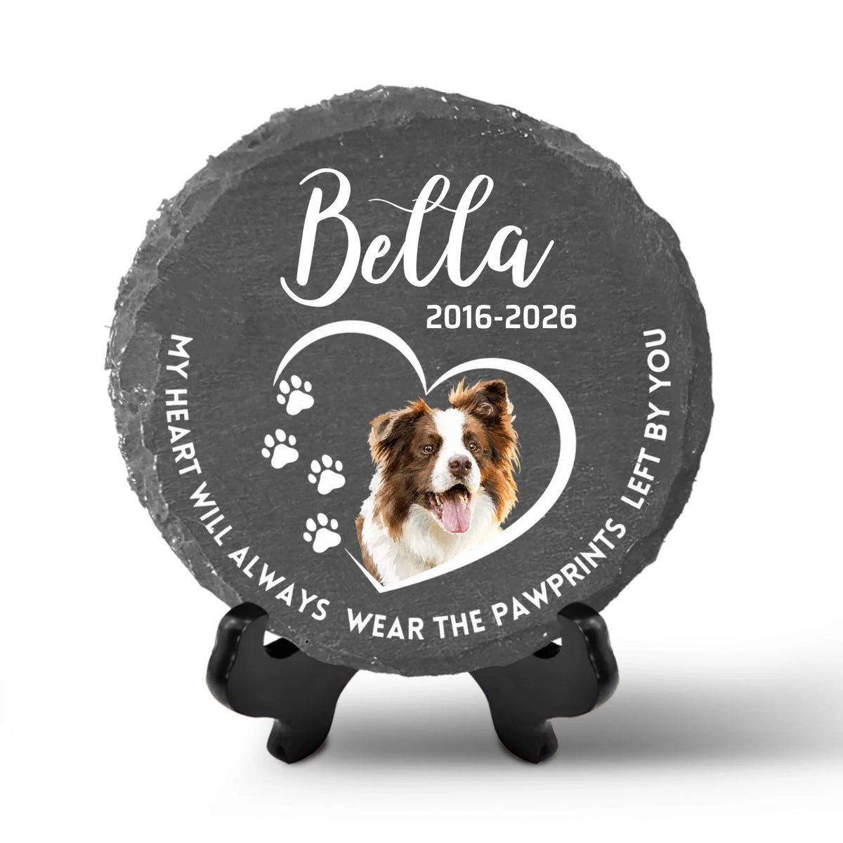 My Heart Will Always Wear The Pawprints Left By You- Personalized Memorial Stone, Memorial Gift For Loss Of Pet