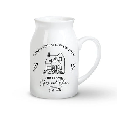 Congratulation On Your New Home - Personalizel Flower Vase, New Home Small Vase, Housewarming Gift, Moving In Gift , Couples Gif, Friend Gift, First Home Vase